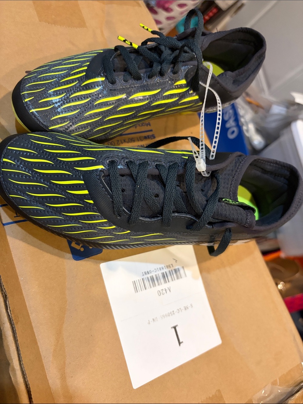 Kids Athletic Sneakers in Black and Neon Yellow